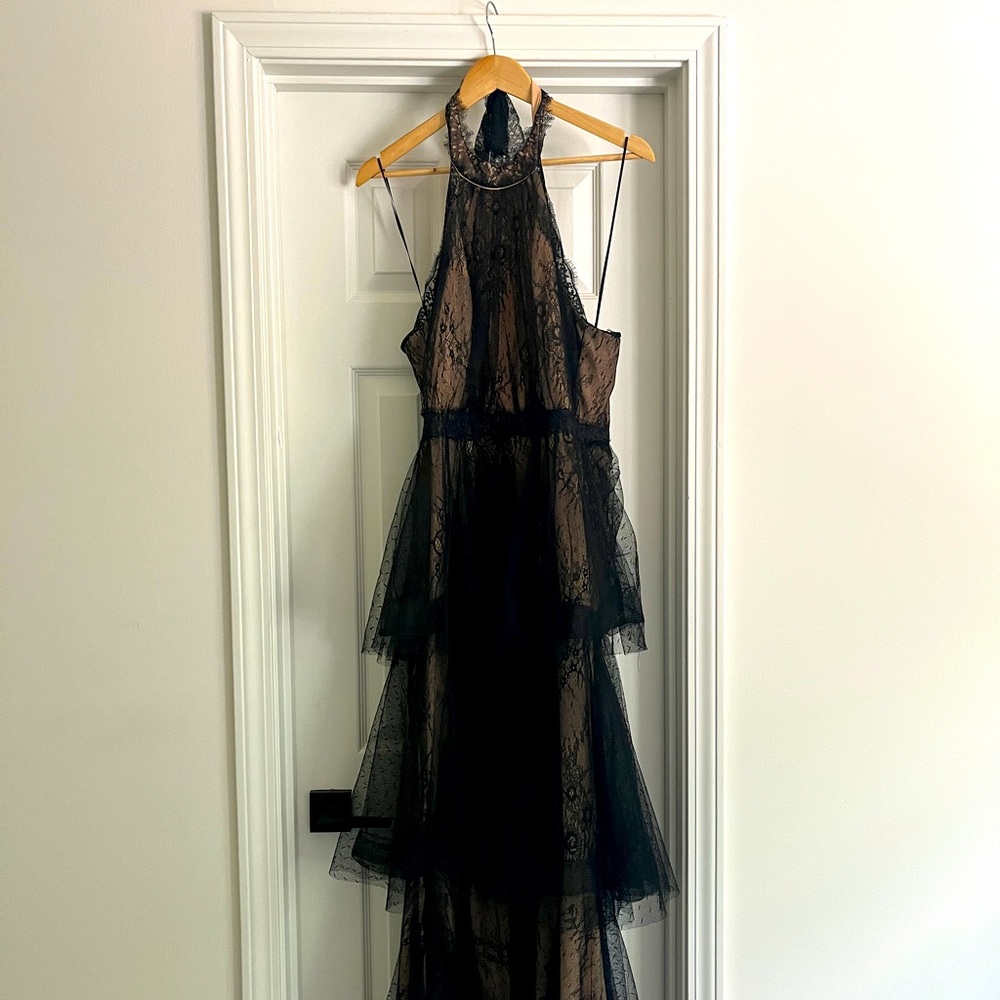 LUXXEL Lace Tier Maxi Dress - US S - Black